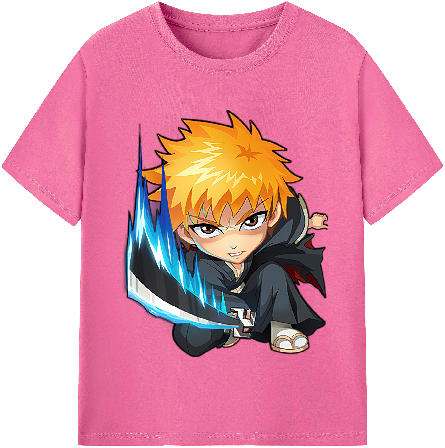 （画像用） ブリーチ 黒崎一護（くろさき いちご）BLEACH Kurosaki Ichigo レディースカジュアルプリントTシャツ（綿100％）